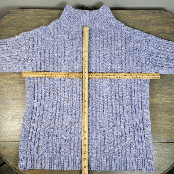 Sundance Sweater Light Purple/Blue Quarter Zip Cable Knit Pullover Size Large - Picture 5 of 6